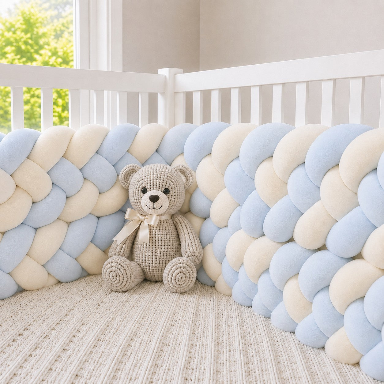 Tresse de lit bébé 4 brins avec rembourrage en coton