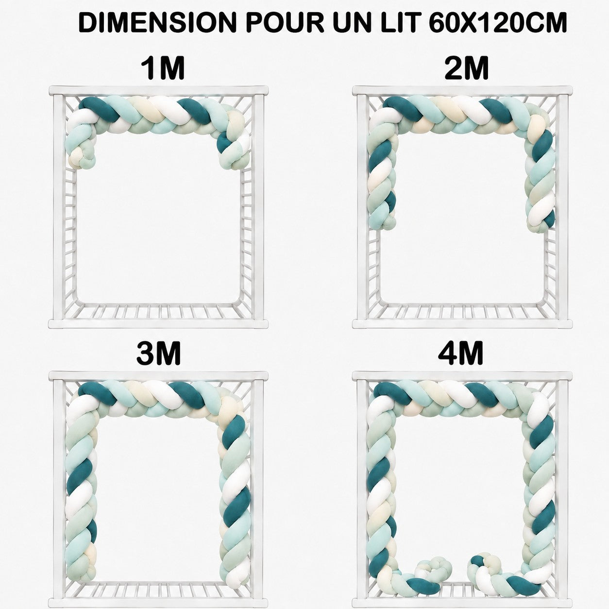 Tresse de lit bébé bleu royal au toucher velours