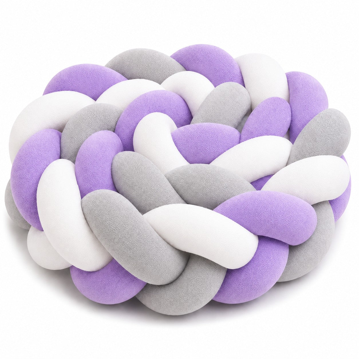 Tresse de lit bébé menthe et gris dans un berceau