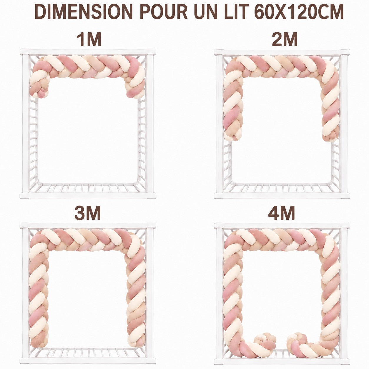 Tresse de lit bébé 4 brins dans un berceau