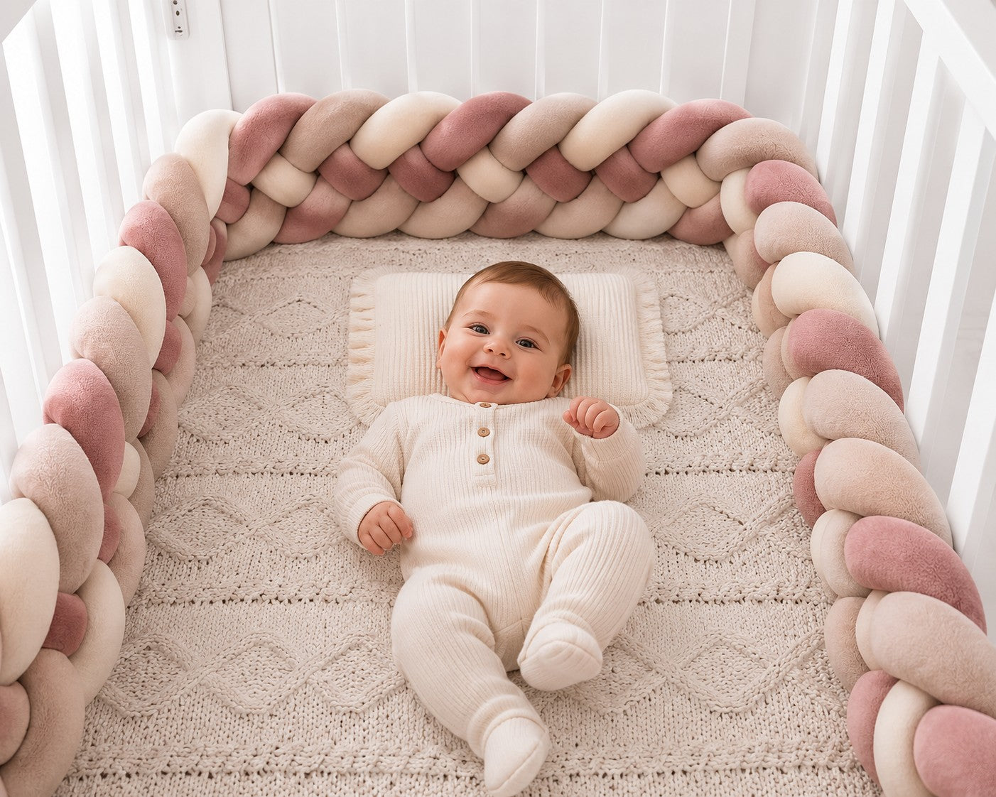 Tresse de lit bébé en coton au toucher velours
