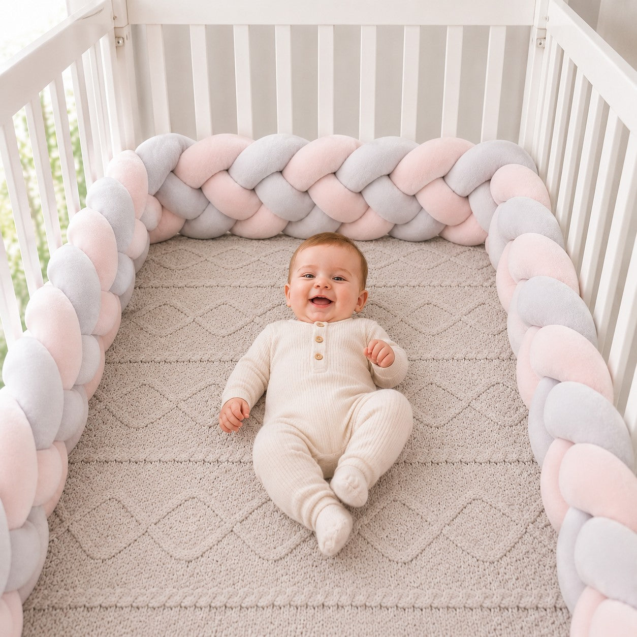 Tour de lit bébé tressé disponible en 2m et 3m
