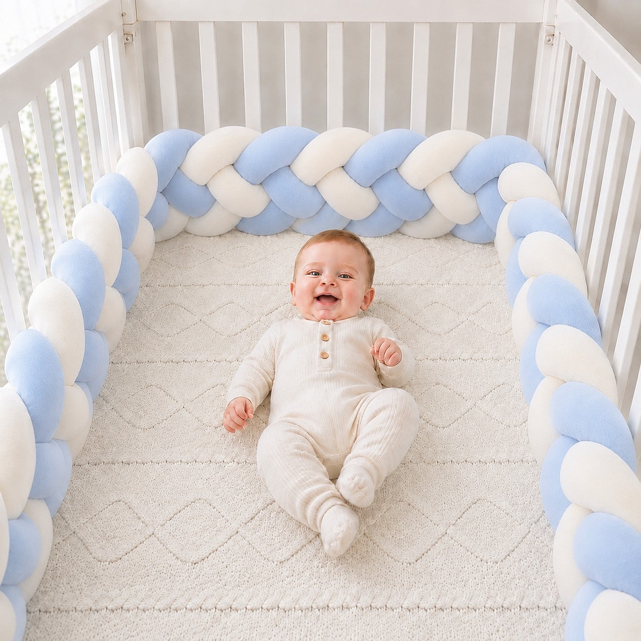 Tour de lit bébé tressé disponible en 2m et 3m